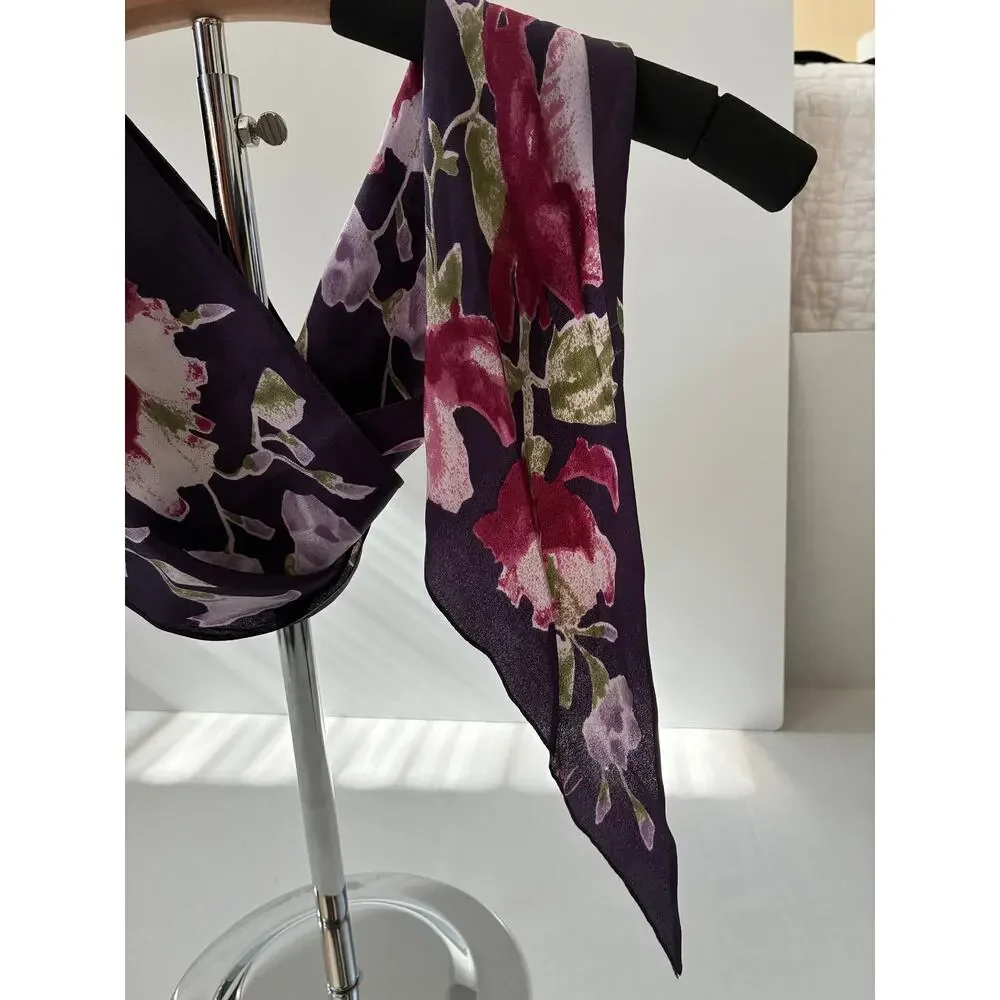 Vera Neumann Scarf Vintage Purple Abstract Pink Floral Wearable Art 68